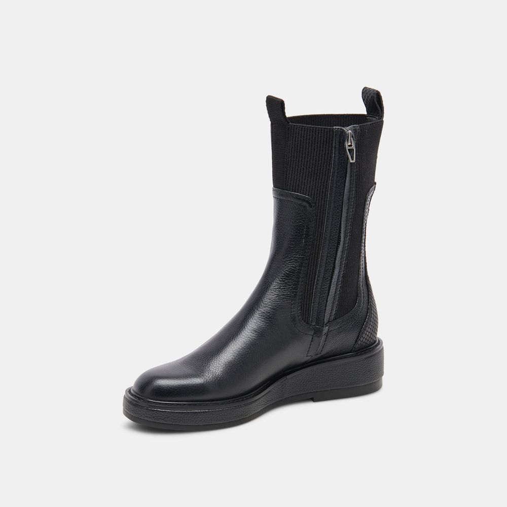 Dolce Vita Elyse H2O Leather Women Chelsea Boots Black | US-562803DRY