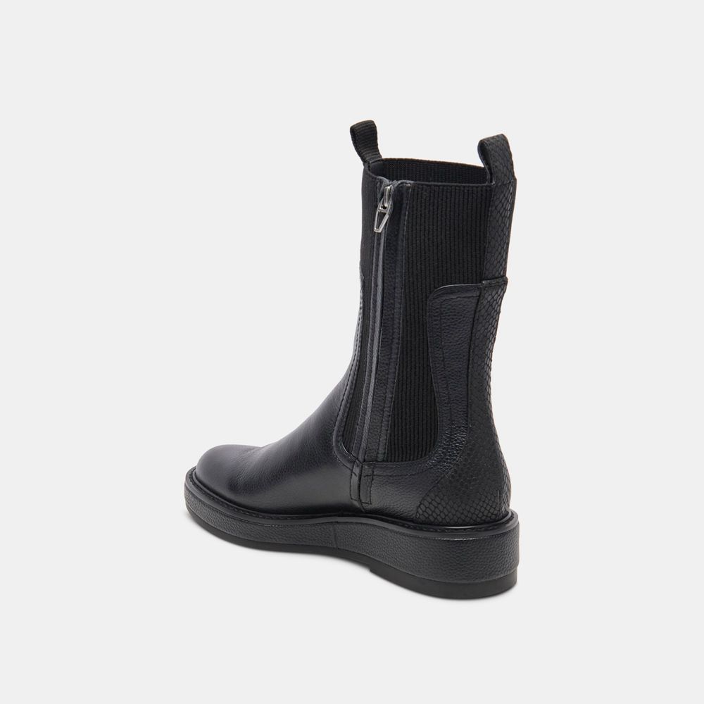 Dolce Vita Elyse H2O Leather Women Chelsea Boots Black | US-562803DRY