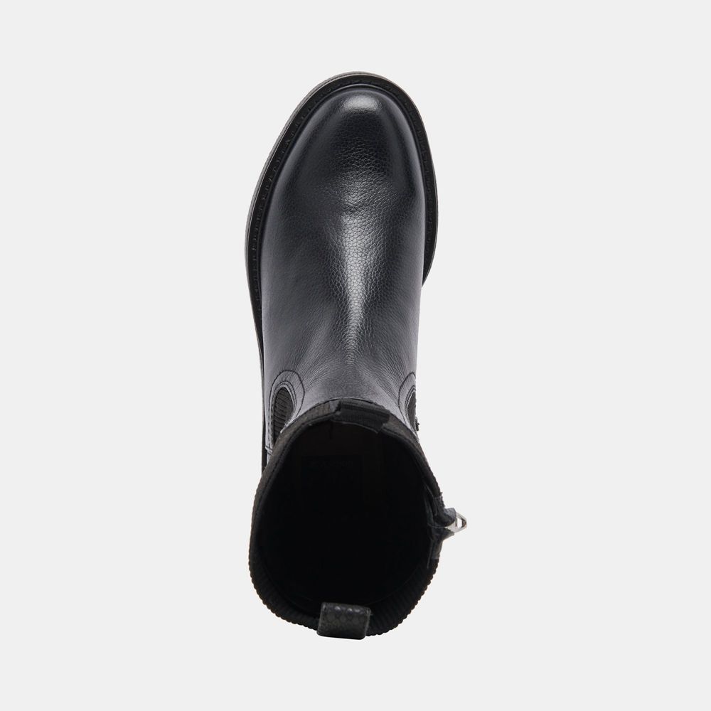 Dolce Vita Elyse H2O Leather Women Chelsea Boots Black | US-562803DRY