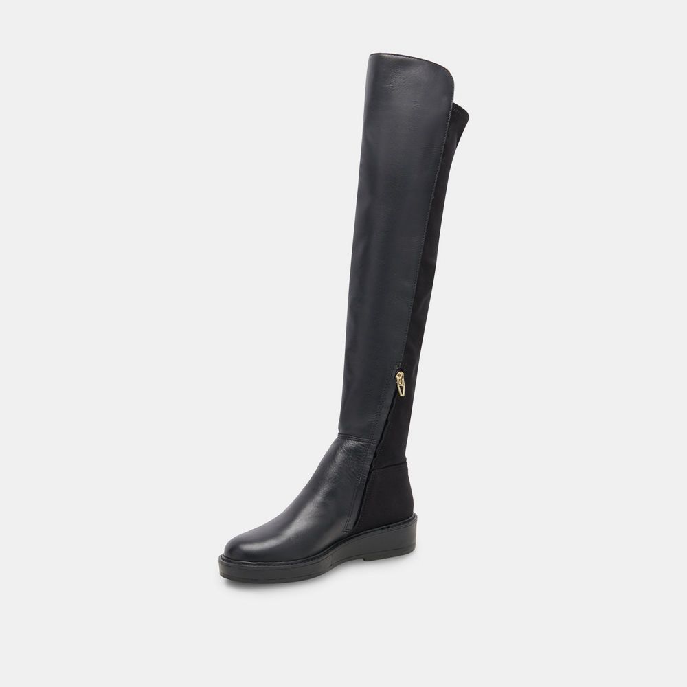 Dolce Vita Ember Leather Women Boots Black | US-296574JPZ