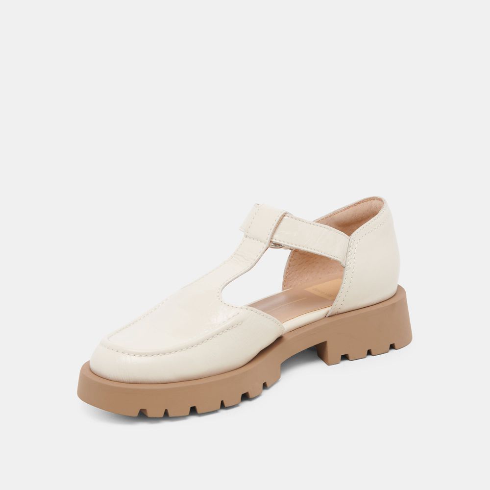 Dolce Vita Emilio Crinkle Patent Women Flats Cream | US-734152RQN