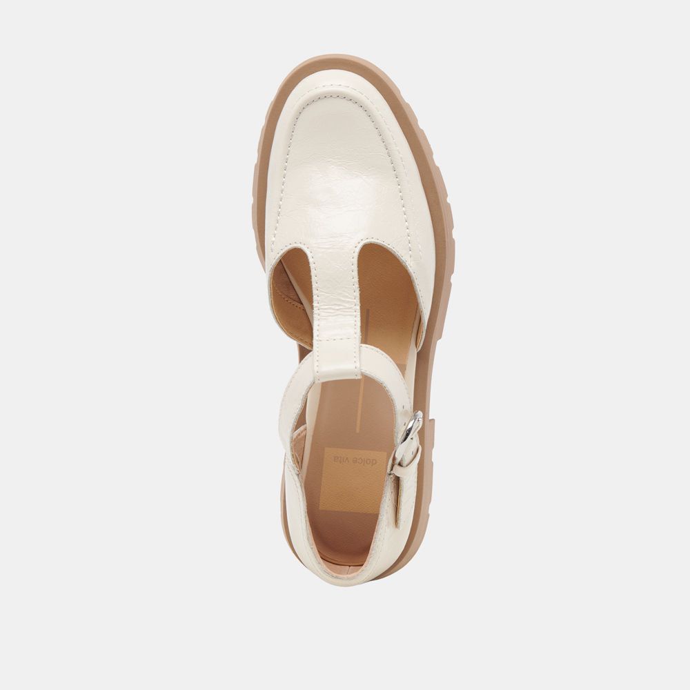 Dolce Vita Emilio Crinkle Patent Women Flats Cream | US-734152RQN