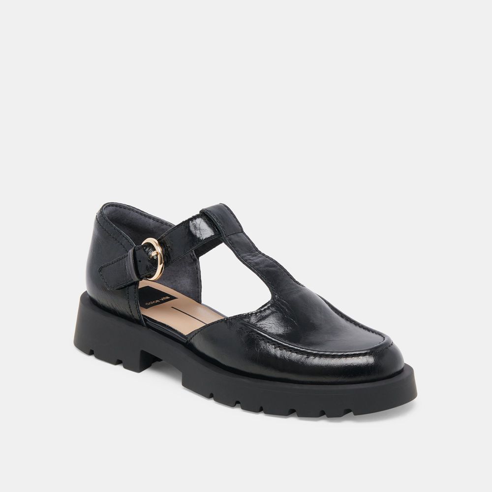 Dolce Vita Emilio Crinkle Patent Women Flats Black | US-492085PJF