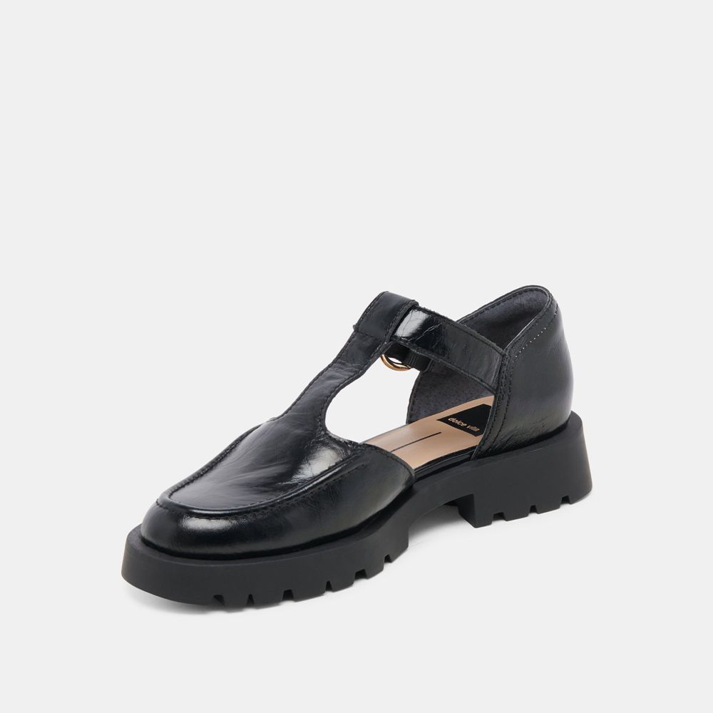 Dolce Vita Emilio Crinkle Patent Women Flats Black | US-492085PJF