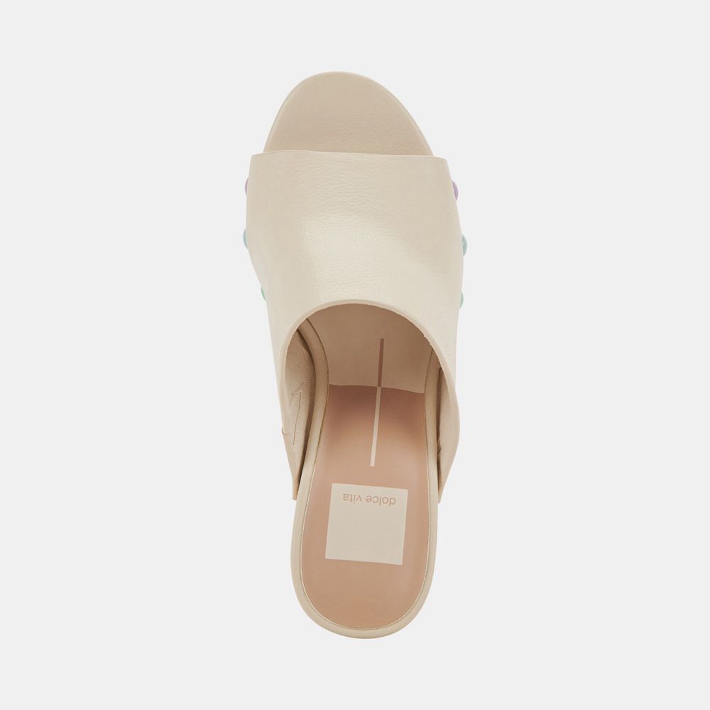 Dolce Vita Emol Pride Leather Women Heels Cream | US-102534FHJ