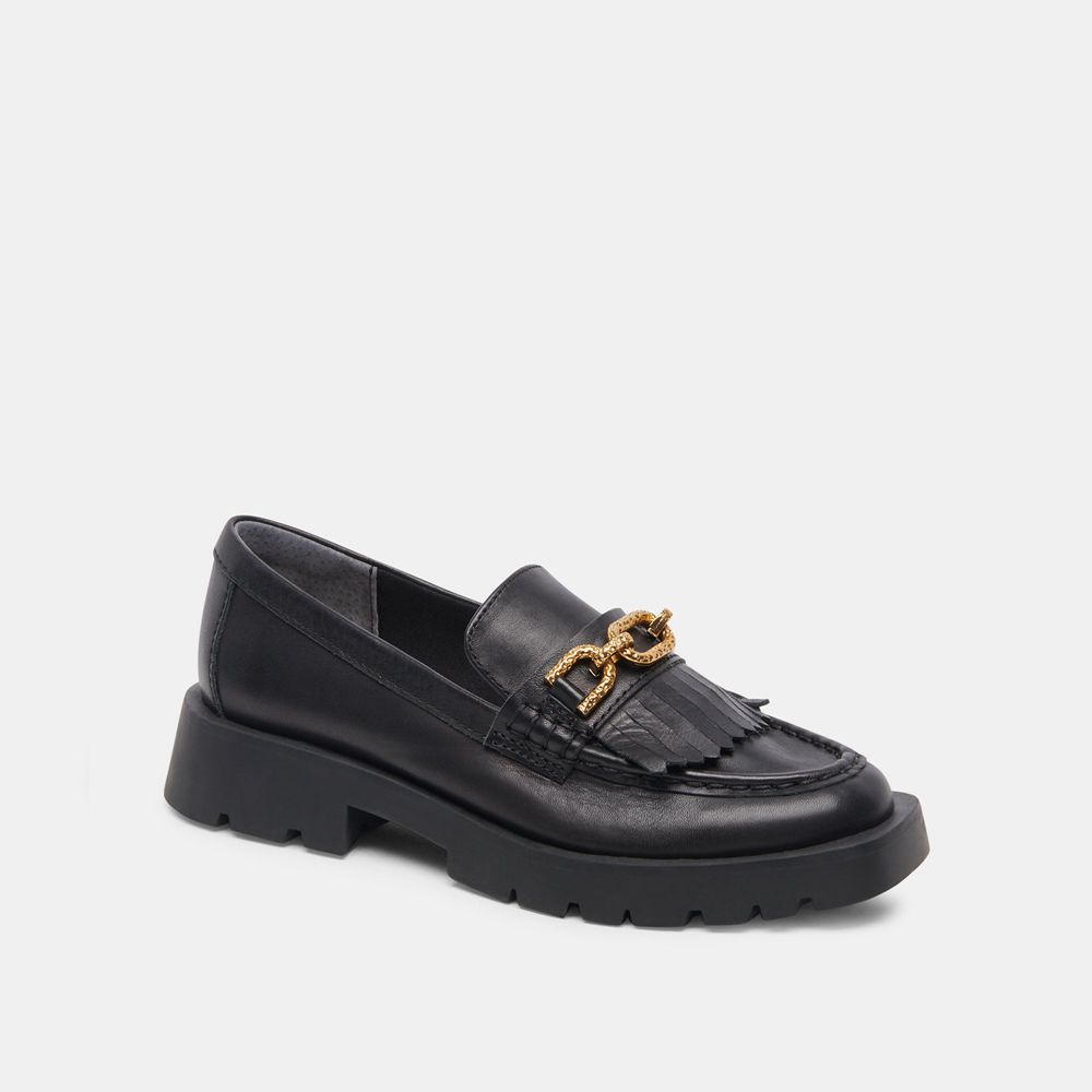 Dolce Vita Erna Leather Women Flats Black | US-419768SYA