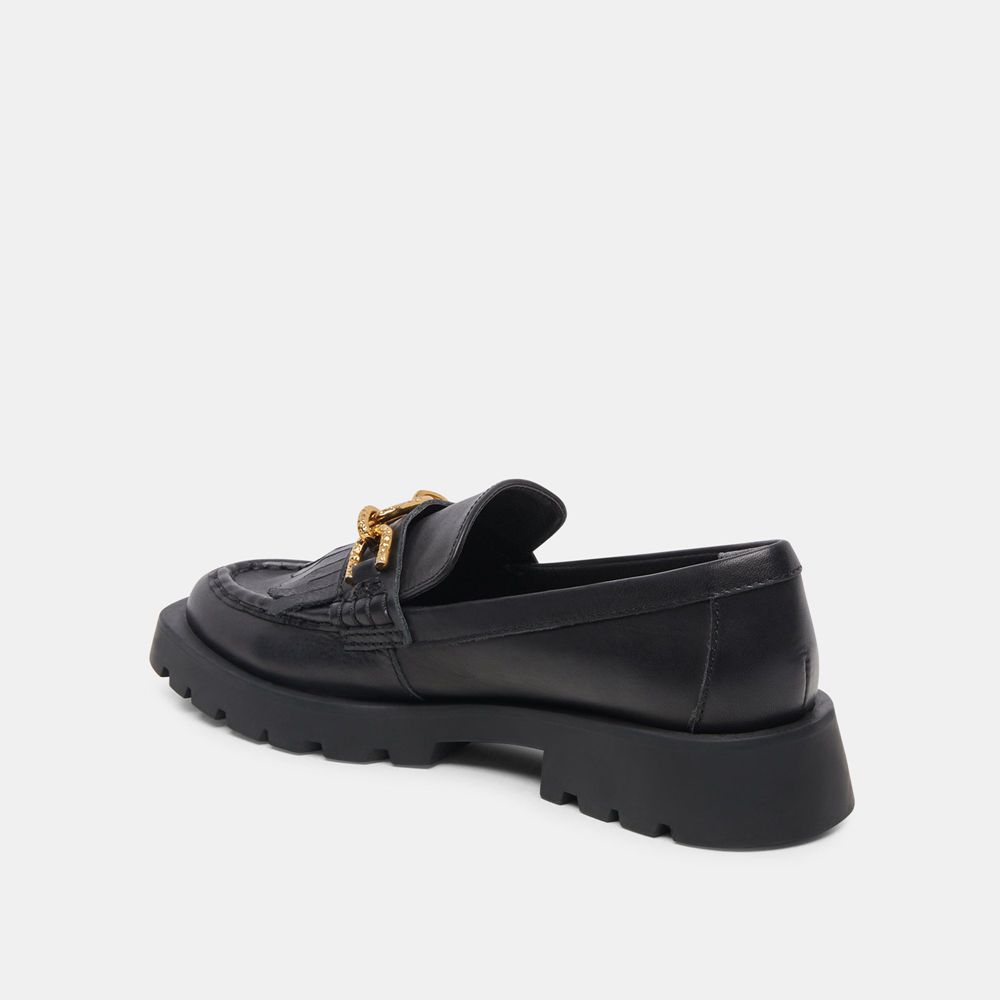 Dolce Vita Erna Leather Women Flats Black | US-419768SYA