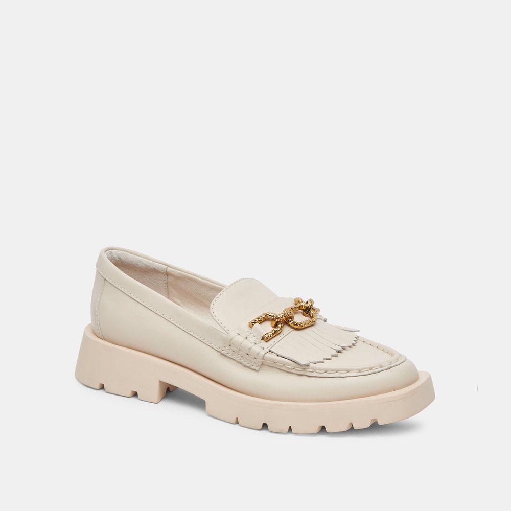 Dolce Vita Erna Leather Women Flats Cream | US-765819SZQ