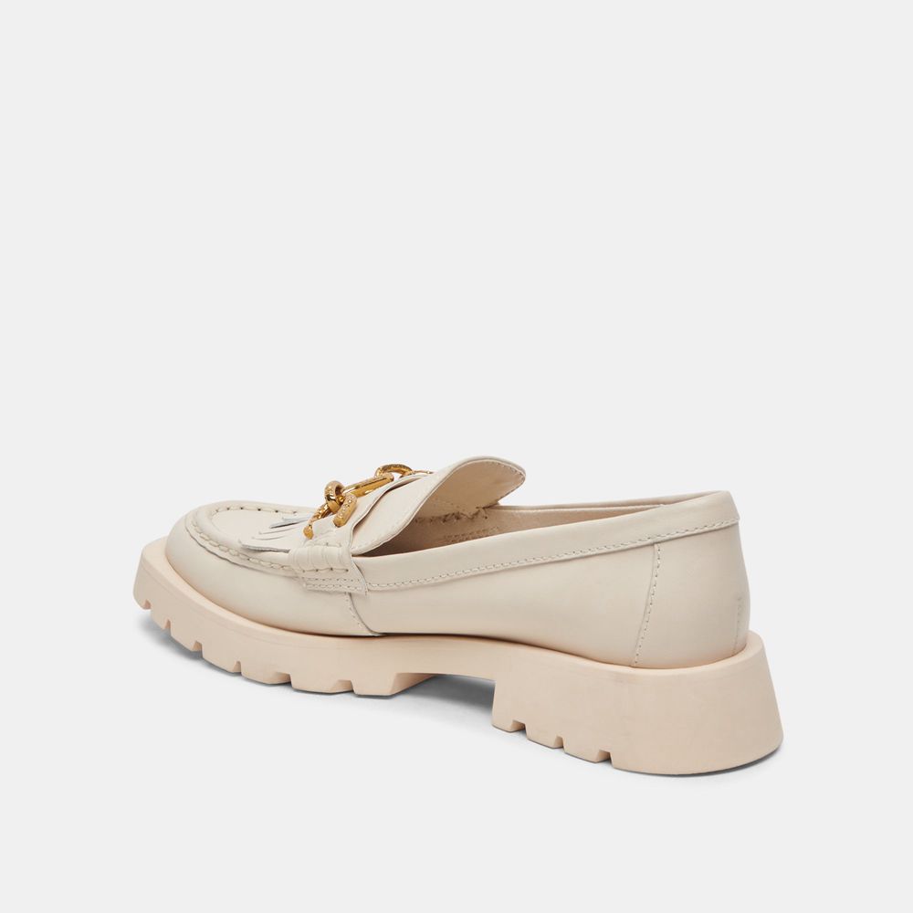 Dolce Vita Erna Leather Women Flats Cream | US-765819SZQ