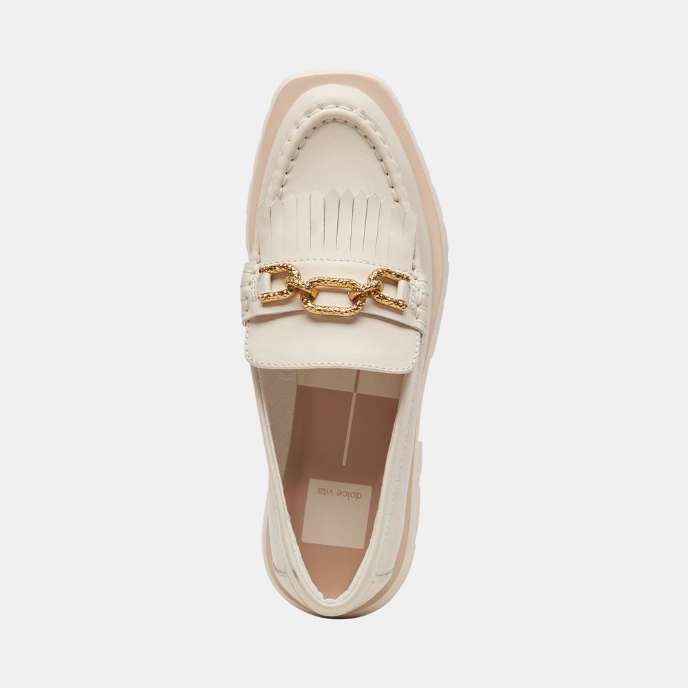 Dolce Vita Erna Leather Women Flats Cream | US-765819SZQ