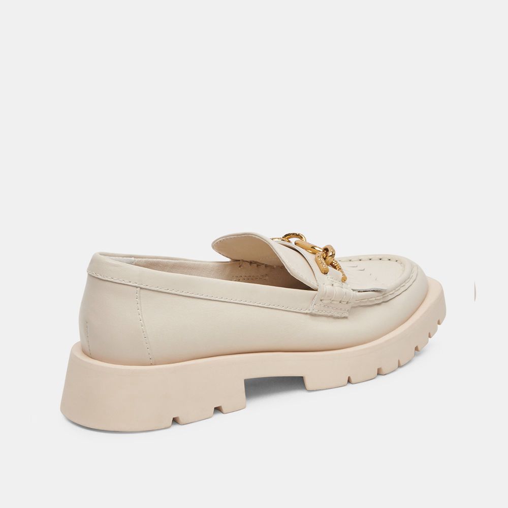 Dolce Vita Erna Wide Leather Women Flats Cream | US-795840ILN