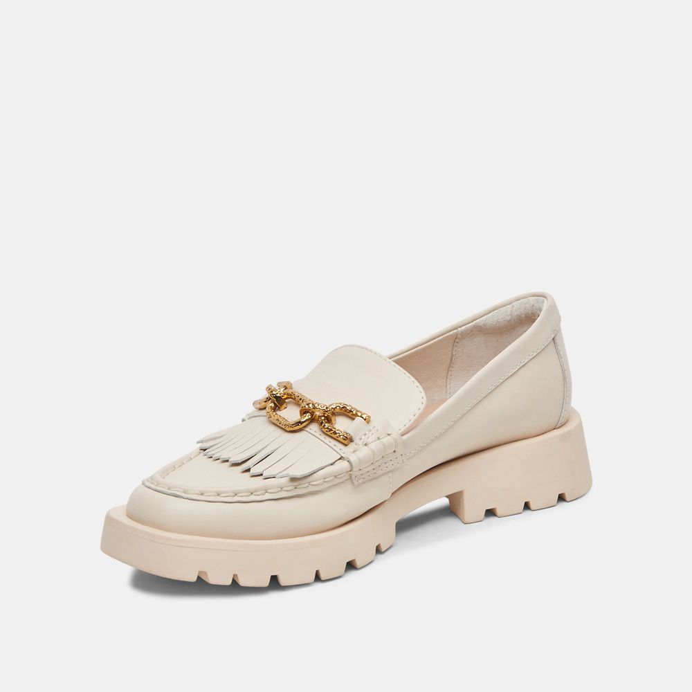 Dolce Vita Erna Wide Leather Women Flats Cream | US-795840ILN