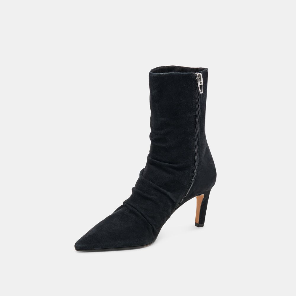 Dolce Vita Fernly Wide Calf Suede Women Boots Black | US-753694BPG