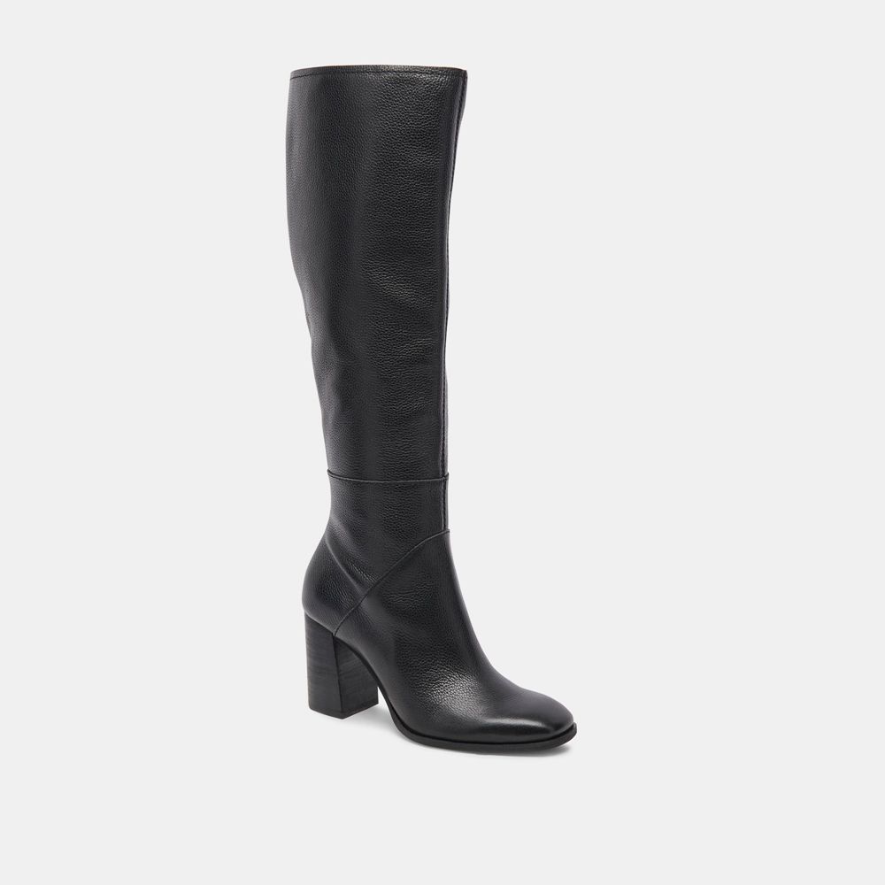 Dolce Vita Fynn Leather Women Boots Black | US-738052IPR