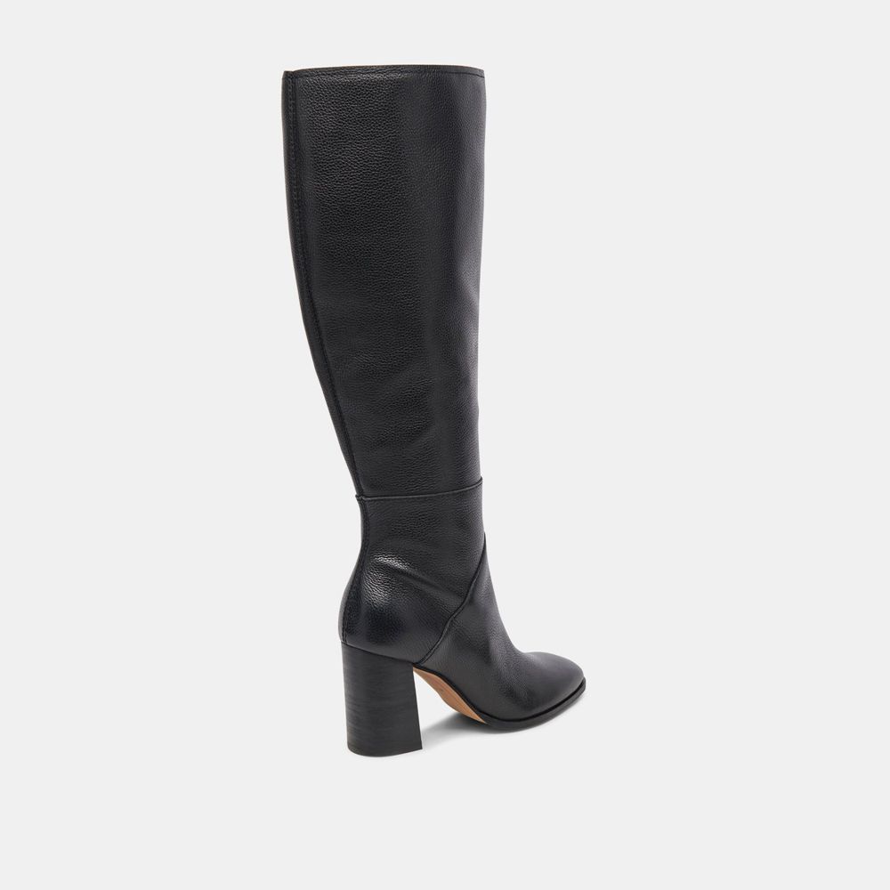 Dolce Vita Fynn Leather Women Boots Black | US-738052IPR