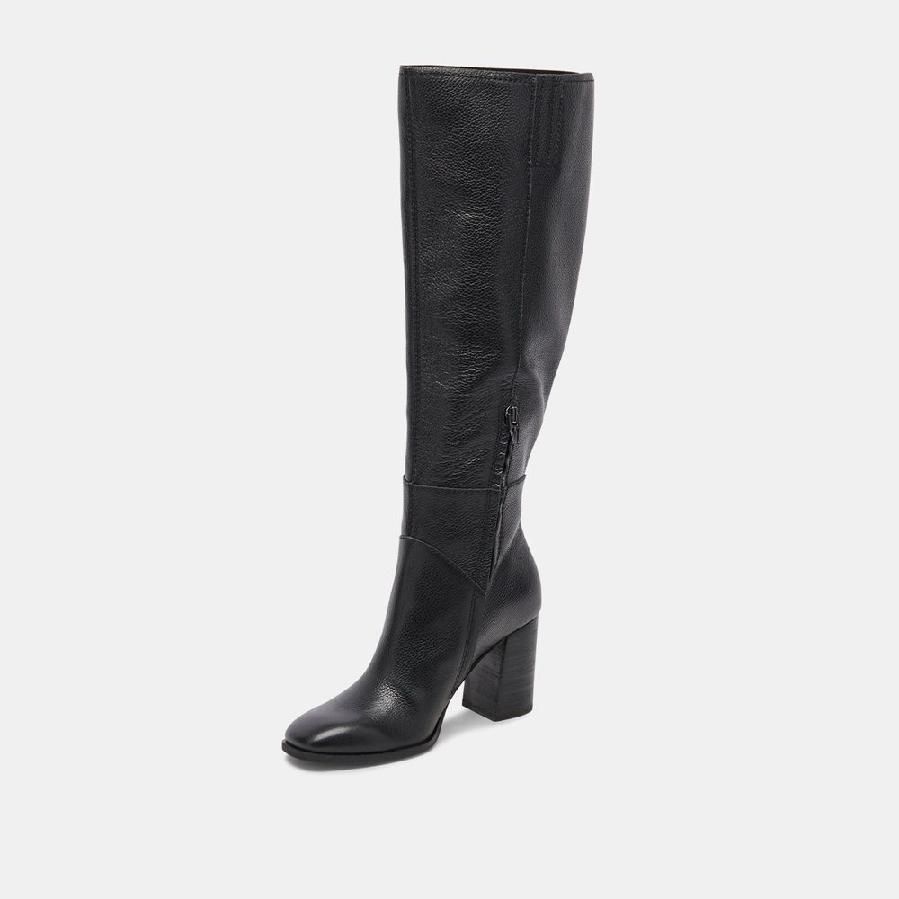 Dolce Vita Fynn Leather Women Boots Black | US-738052IPR