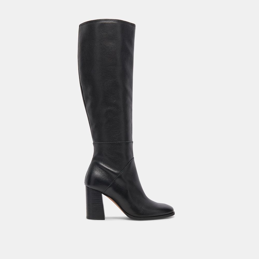 Dolce Vita Fynn Leather Women Boots Black | US-738052IPR