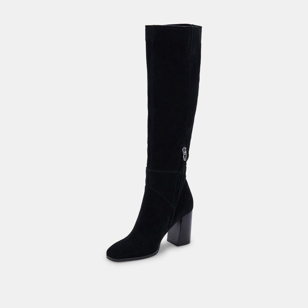 Dolce Vita Fynn Suede Women Boots Black | US-038749SUK