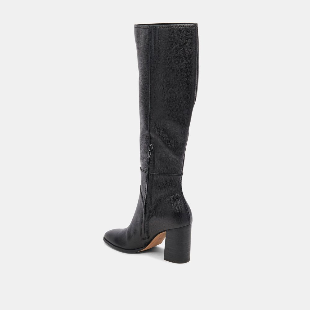 Dolce Vita Fynn Wide Calf Leather Women Boots Black | US-645713AGV