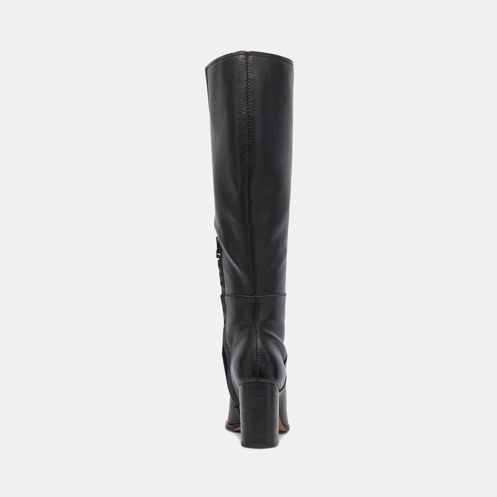 Dolce Vita Fynn Wide Calf Leather Women Boots Black | US-645713AGV