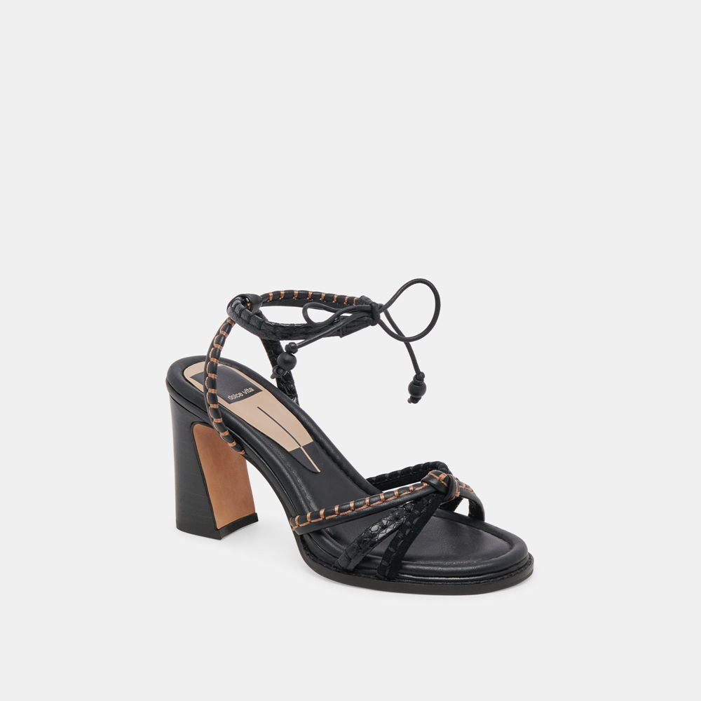 Dolce Vita Gazele Leather Women Heels Black | US-396872TZX