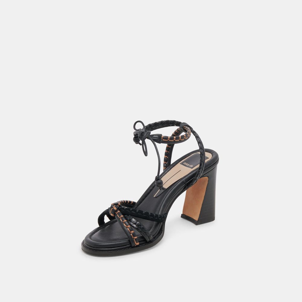 Dolce Vita Gazele Leather Women Heels Black | US-396872TZX