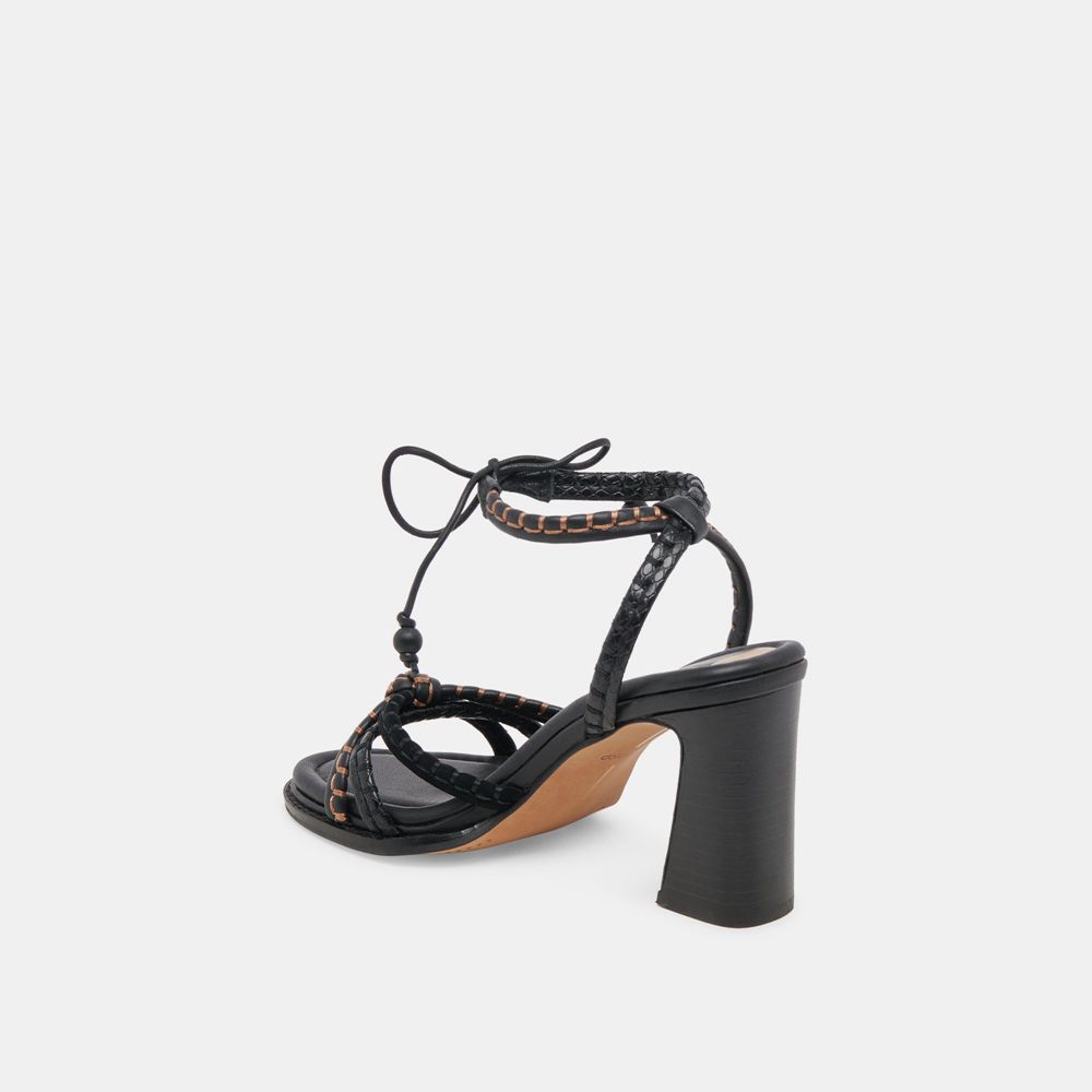 Dolce Vita Gazele Leather Women Heels Black | US-396872TZX