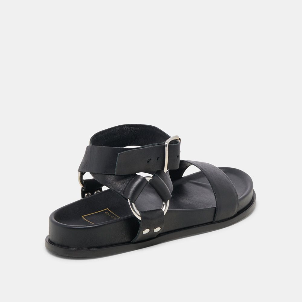 Dolce Vita Gilda Leather Women Sandals Black | US-391402WIV