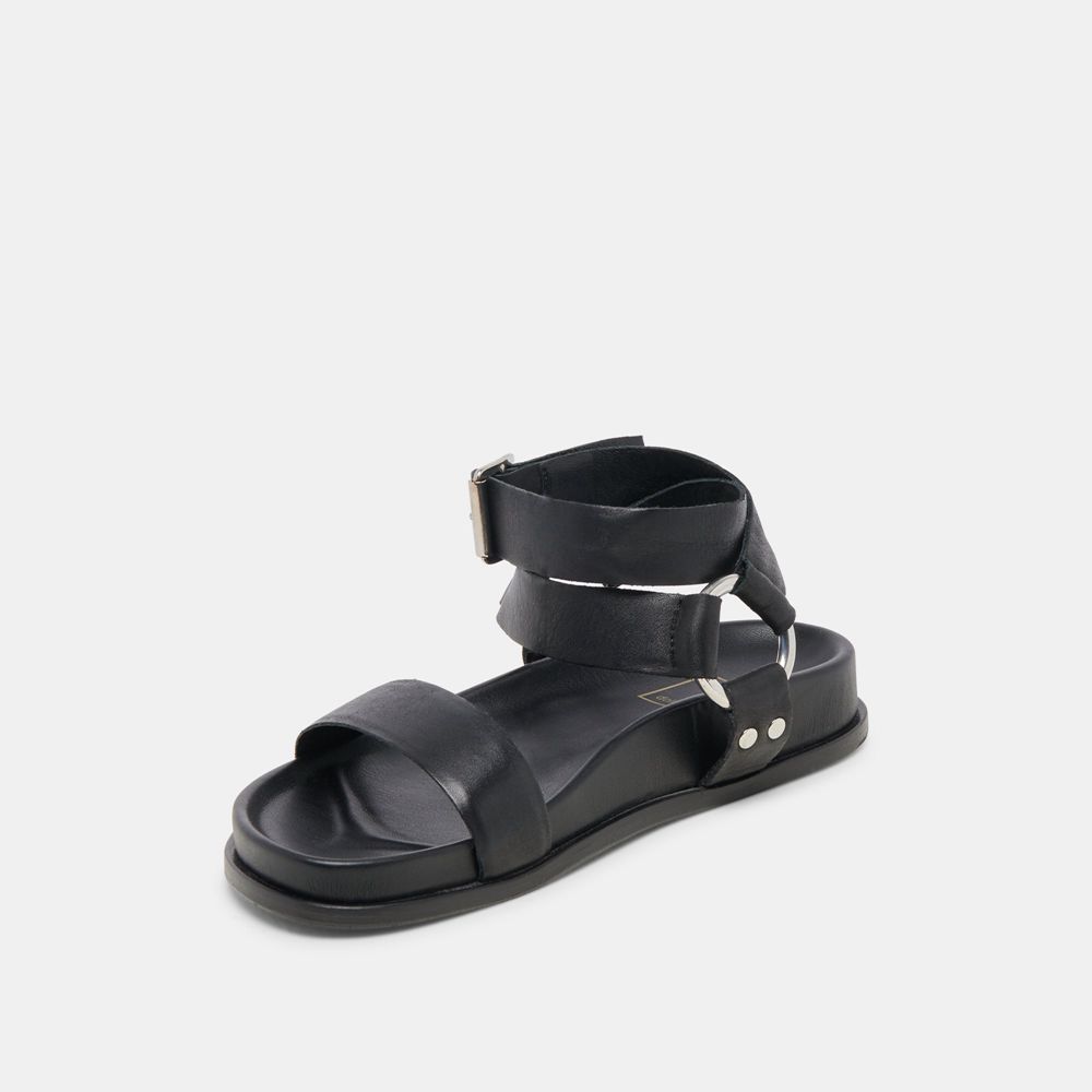 Dolce Vita Gilda Leather Women Sandals Black | US-391402WIV