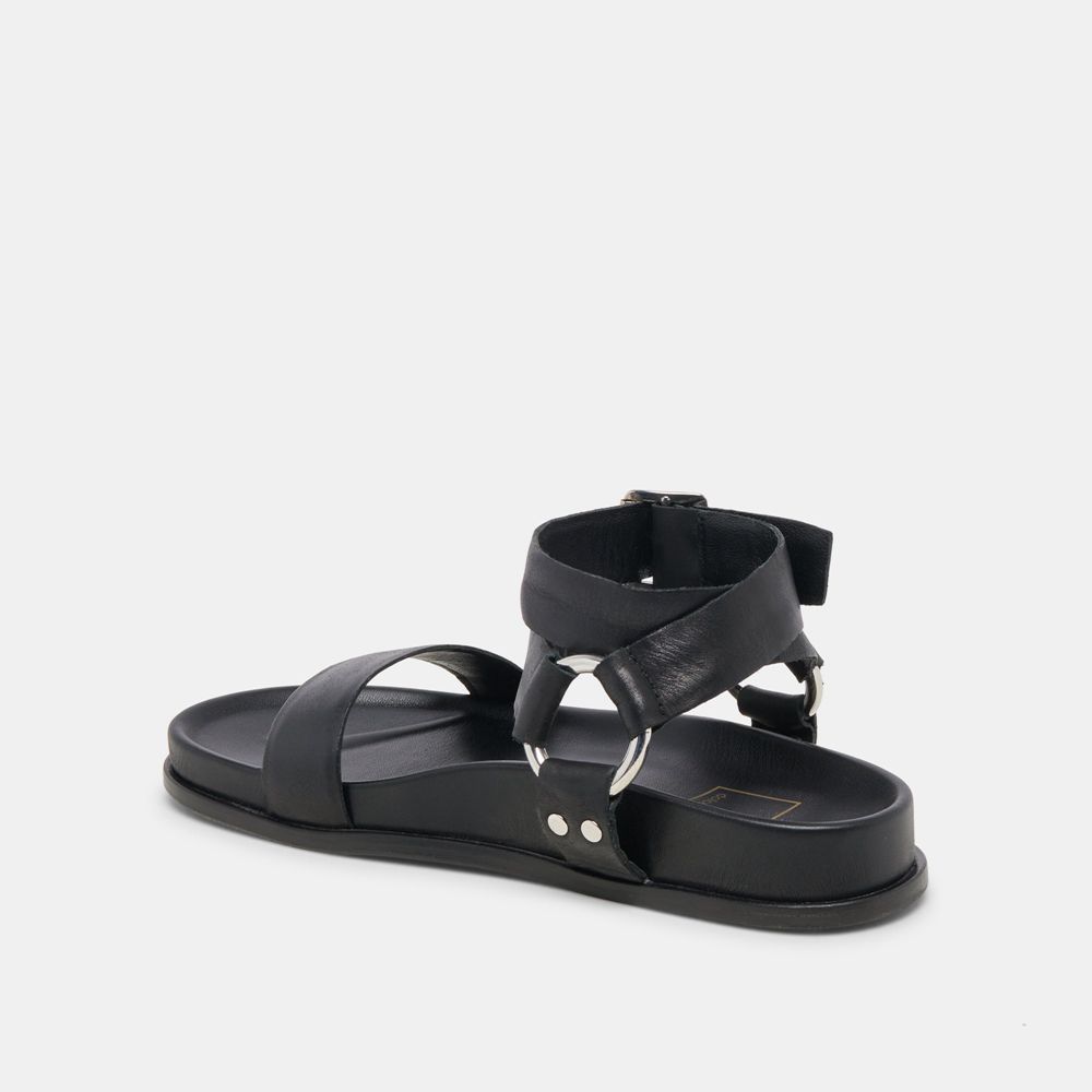 Dolce Vita Gilda Leather Women Sandals Black | US-391402WIV