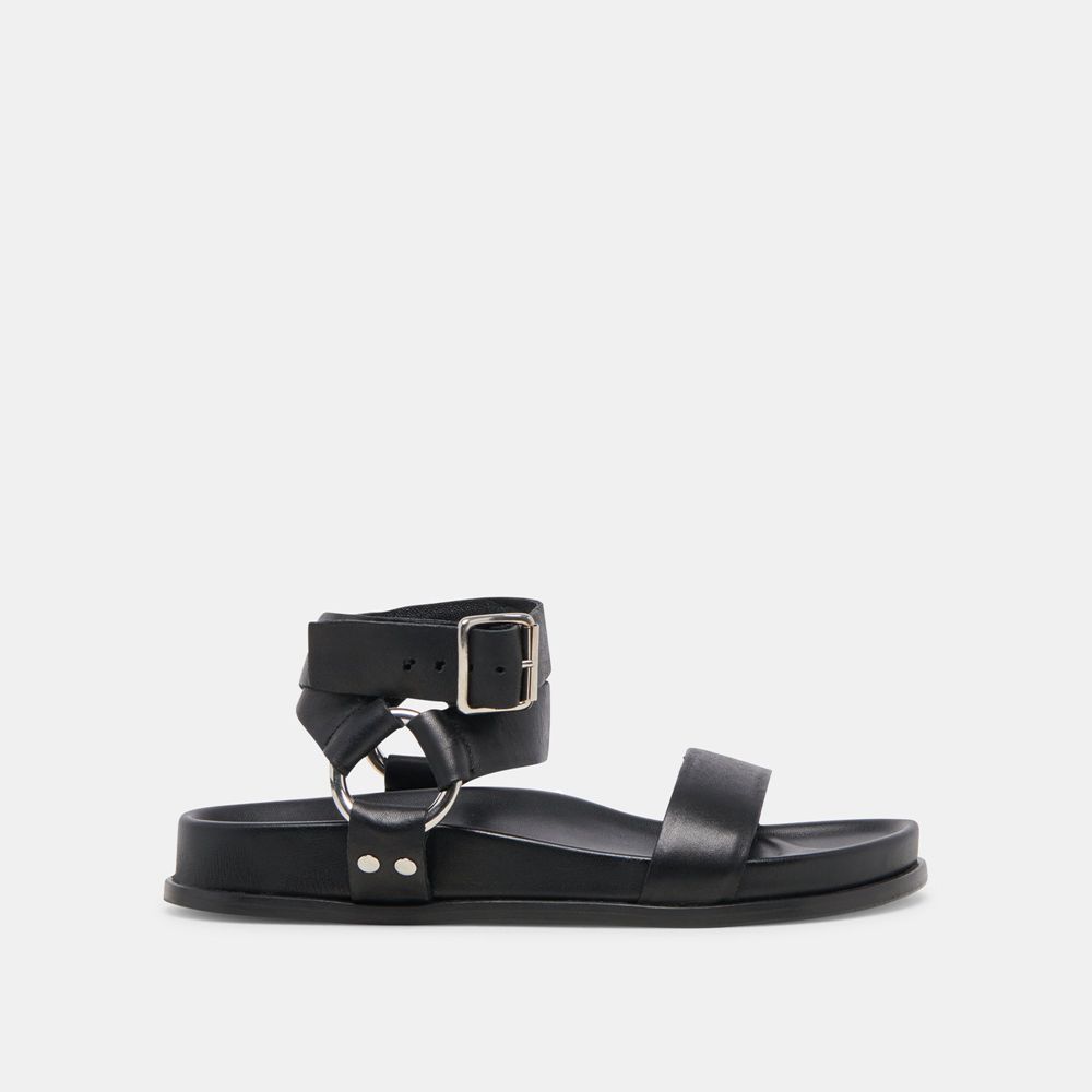 Dolce Vita Gilda Leather Women Sandals Black | US-391402WIV