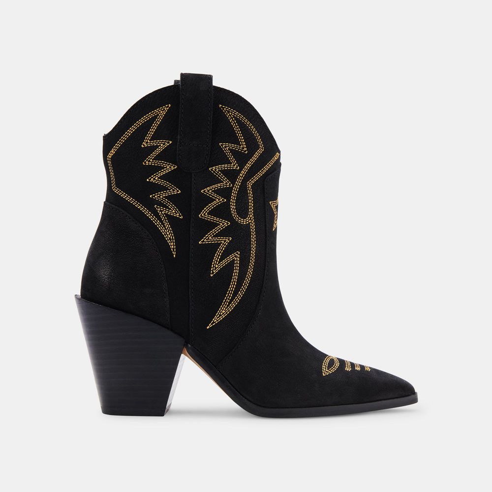 Dolce Vita Ginni Nubuck Women Western Boots Black | US-396105RNL