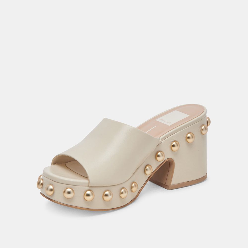 Dolce Vita Glori Leather Women Heels Cream | US-582903UTJ