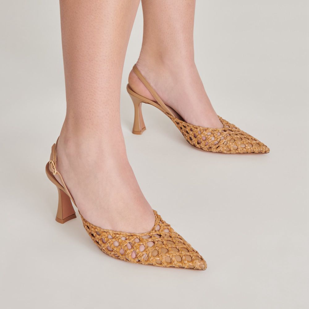 Dolce Vita Gloria Woven Women Heels Brown | US-894502EKM