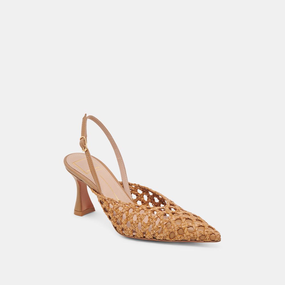 Dolce Vita Gloria Woven Women Heels Brown | US-894502EKM