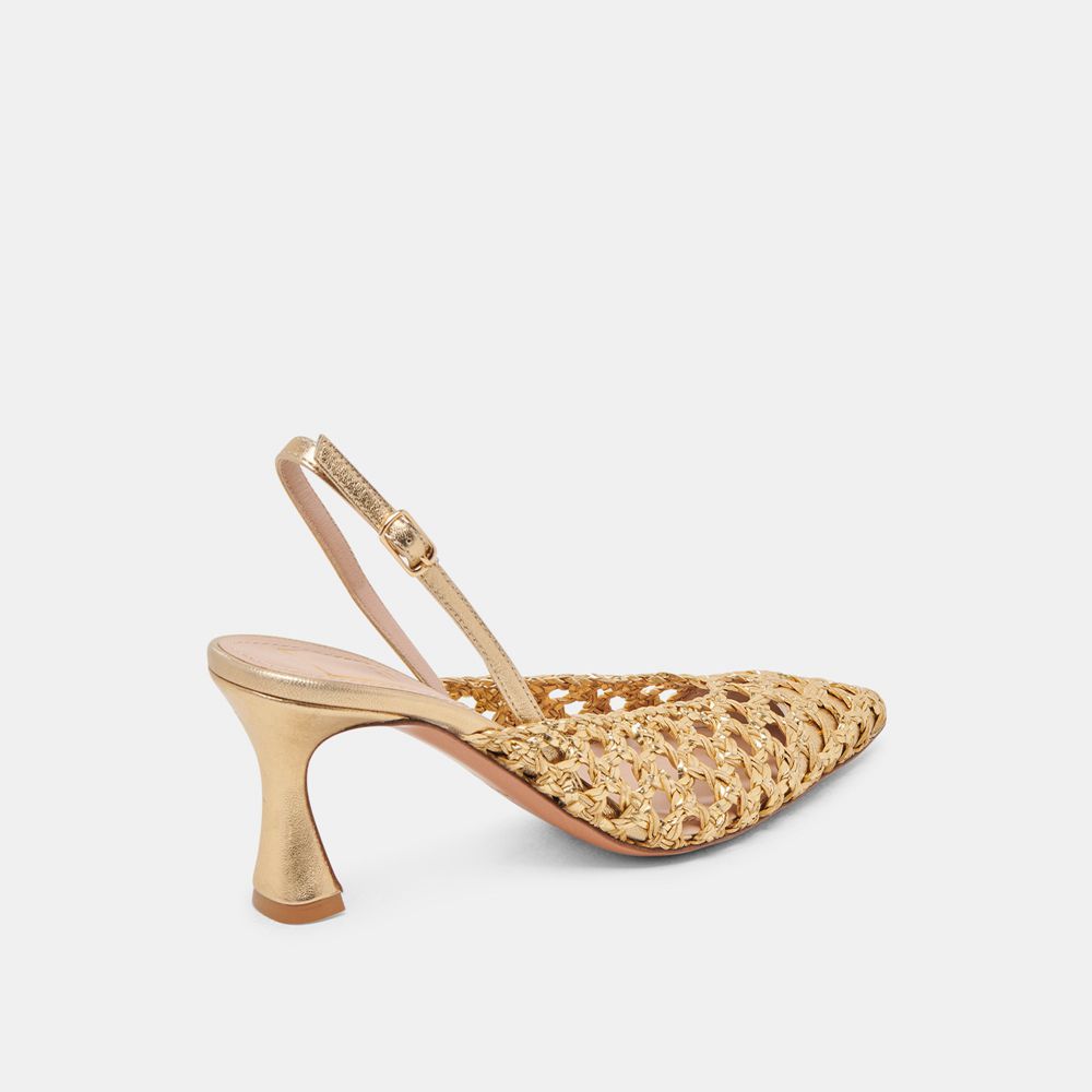 Dolce Vita Gloria Woven Women Heels Gold | US-035864DNJ