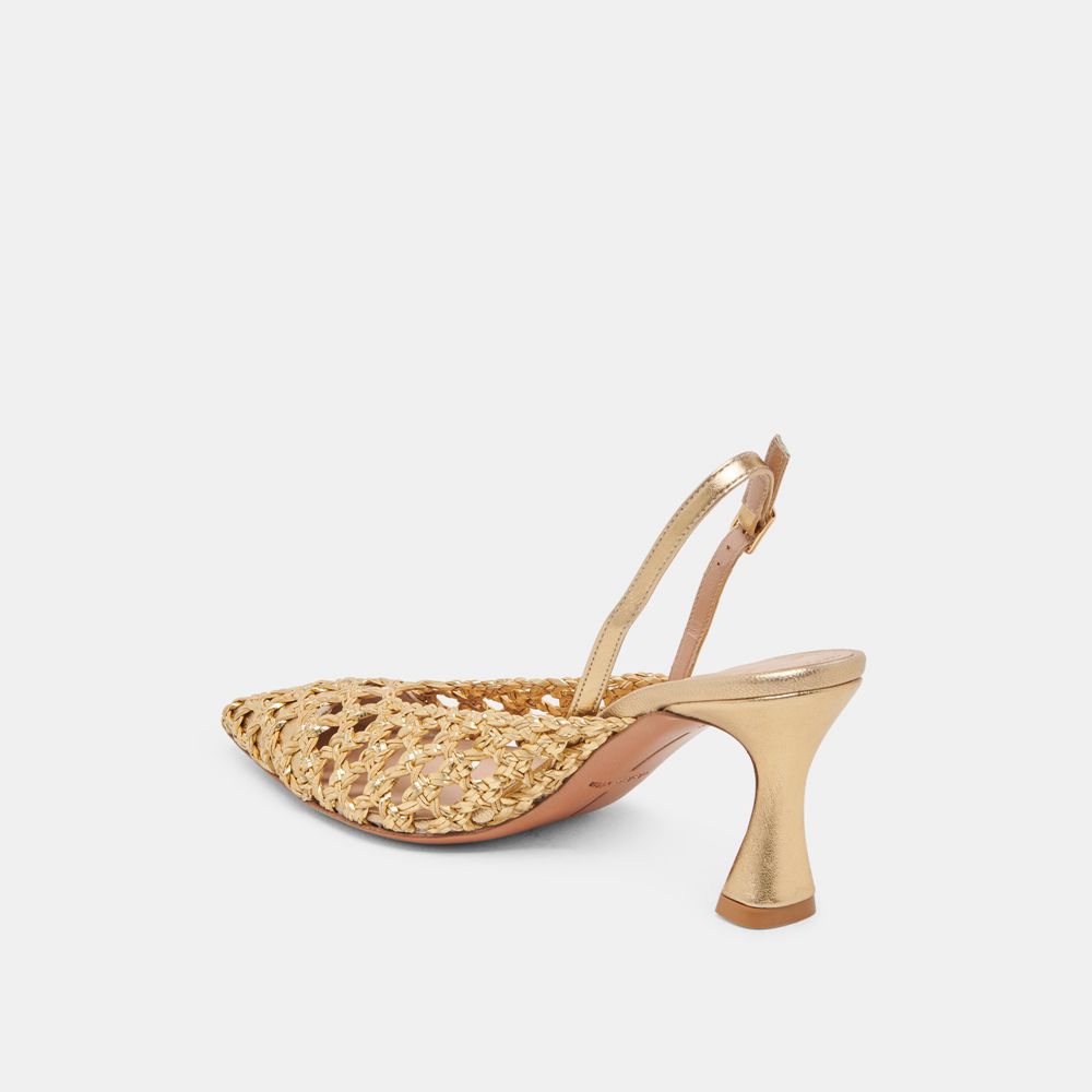 Dolce Vita Gloria Woven Women Heels Gold | US-035864DNJ