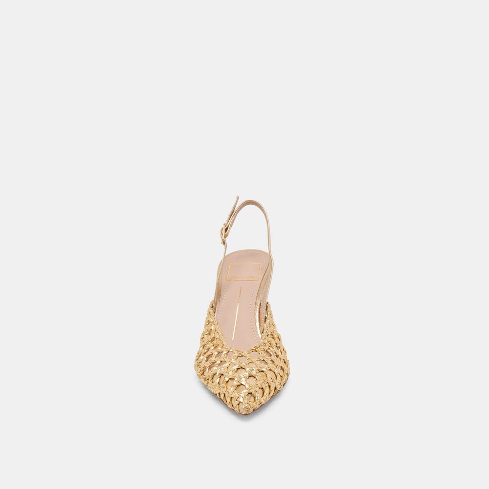 Dolce Vita Gloria Woven Women Heels Gold | US-035864DNJ