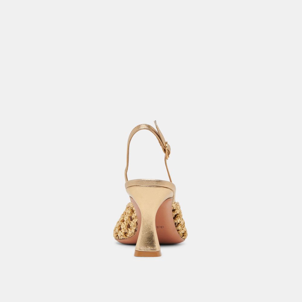 Dolce Vita Gloria Woven Women Heels Gold | US-035864DNJ