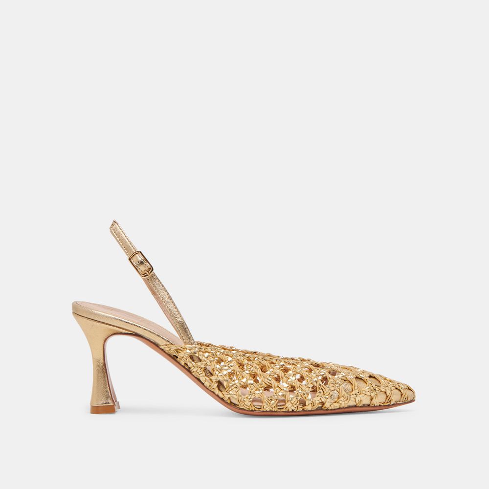 Dolce Vita Gloria Woven Women Heels Gold | US-035864DNJ