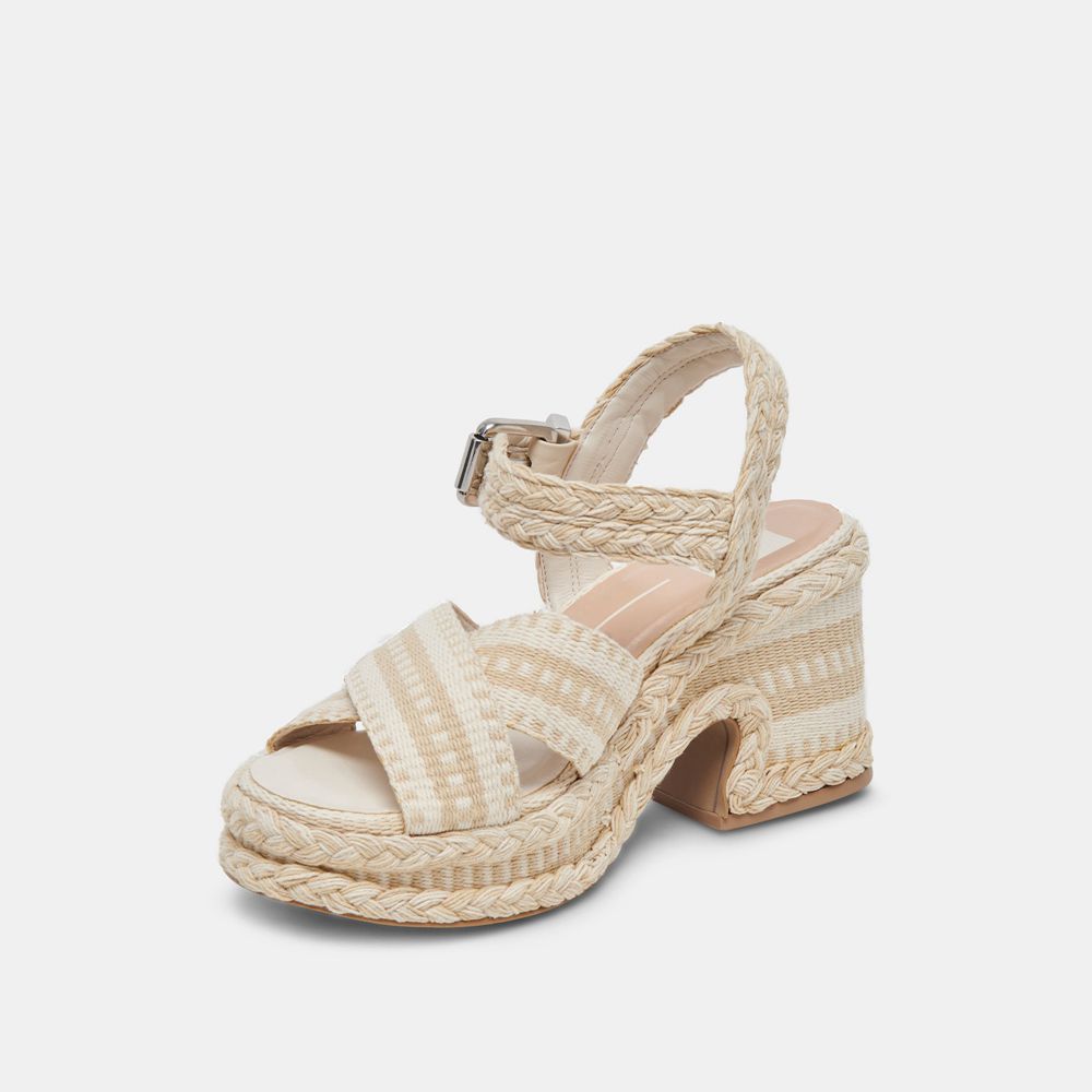 Dolce Vita Grayce Woven Women Heels Brown / White | US-317048VSF