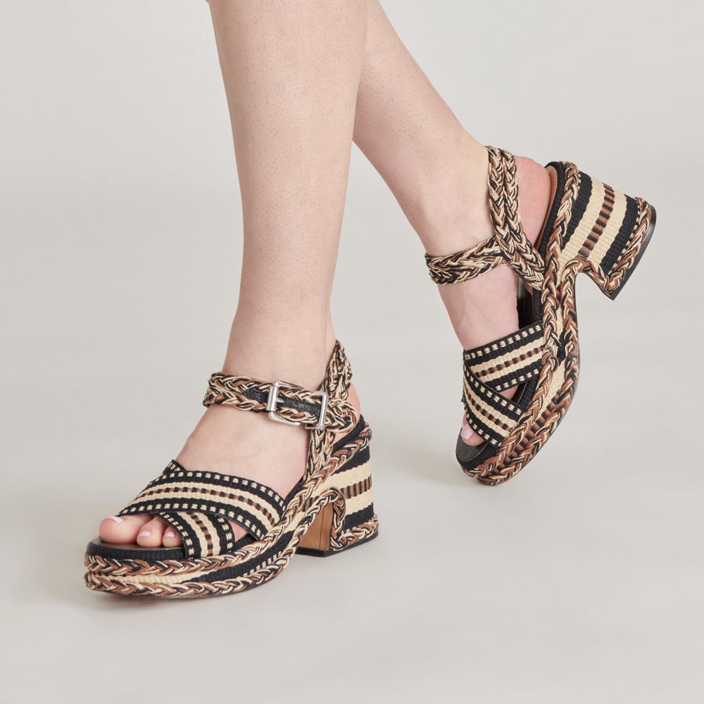 Dolce Vita Grayce Woven Women Heels Sandals Black | US-374068ORG