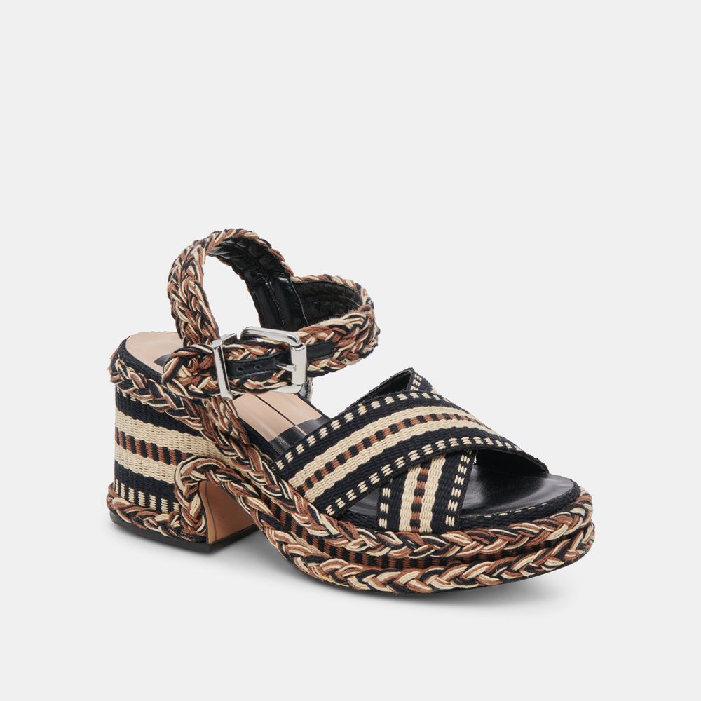 Dolce Vita Grayce Woven Women Heels Sandals Black | US-374068ORG