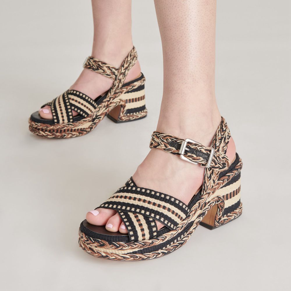 Dolce Vita Grayce Woven Women Heels Sandals Black | US-374068ORG