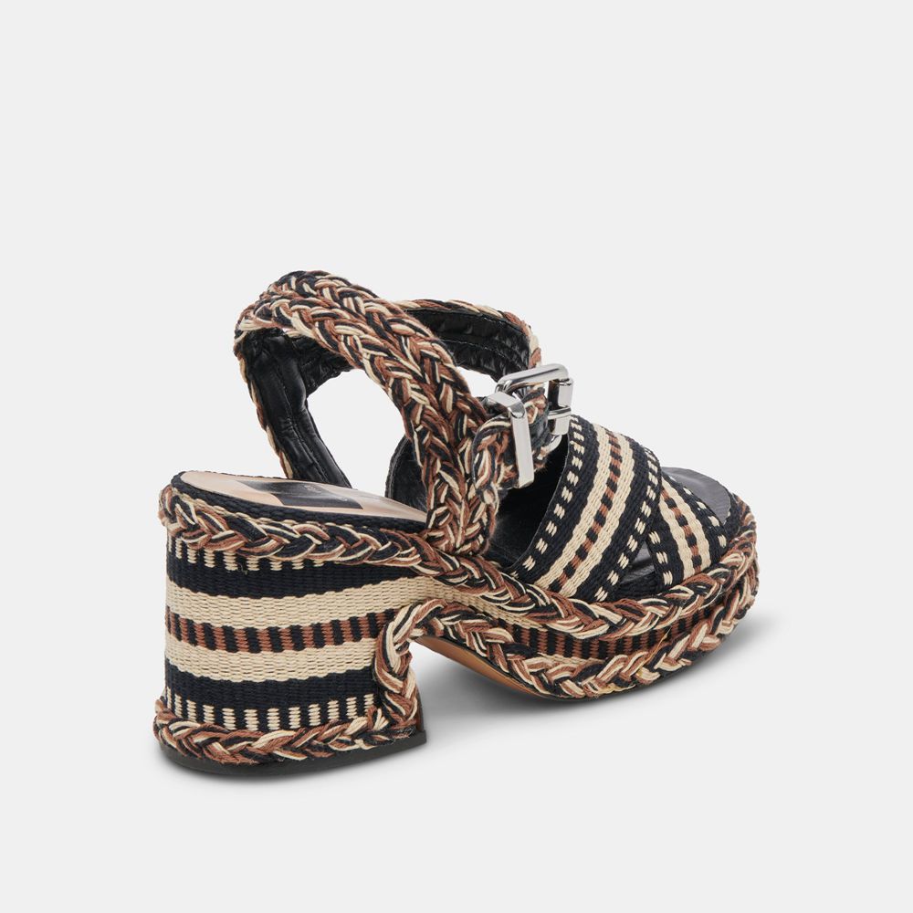 Dolce Vita Grayce Woven Women Heels Sandals Black | US-374068ORG