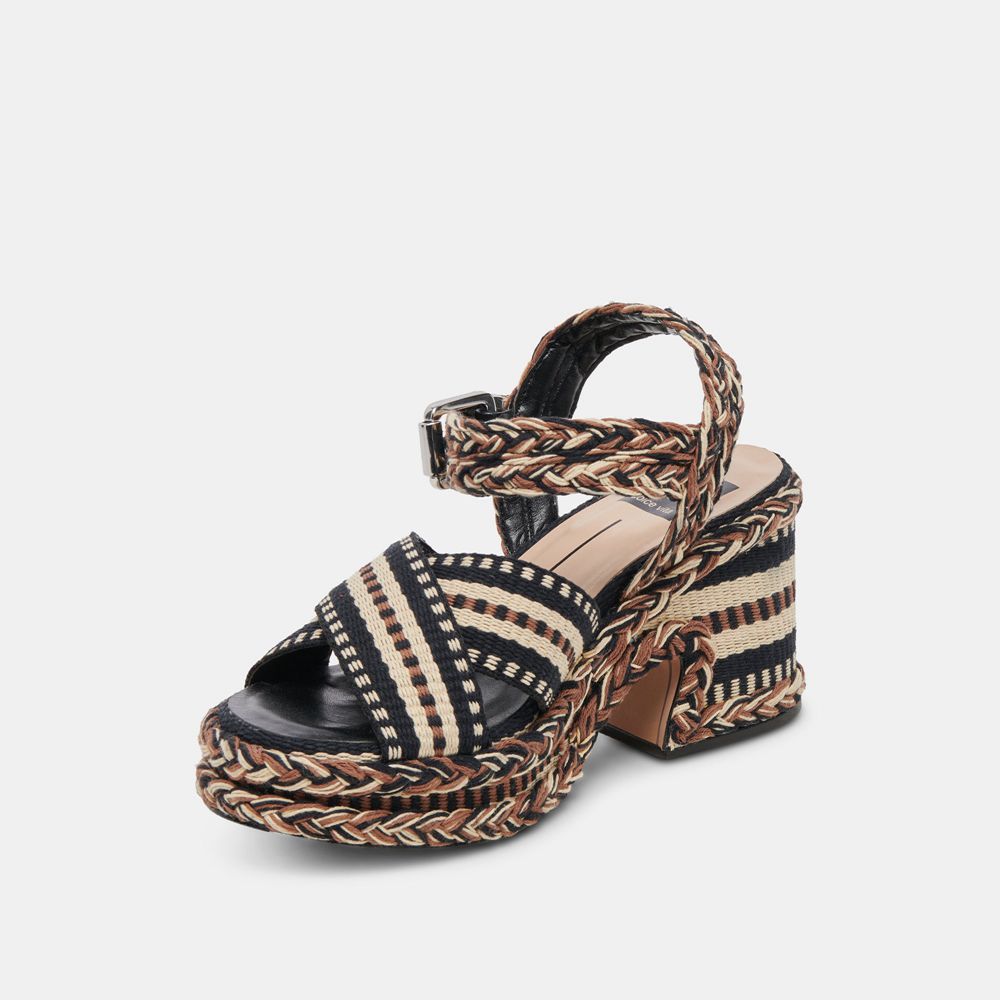 Dolce Vita Grayce Woven Women Heels Sandals Black | US-374068ORG