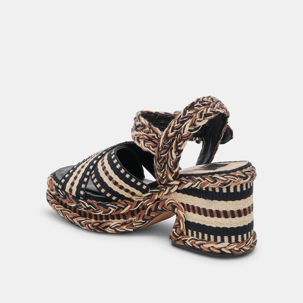 Dolce Vita Grayce Woven Women Heels Sandals Black | US-374068ORG