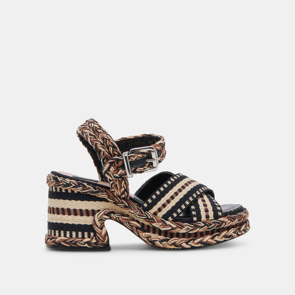 Dolce Vita Grayce Woven Women Heels Sandals Black | US-374068ORG