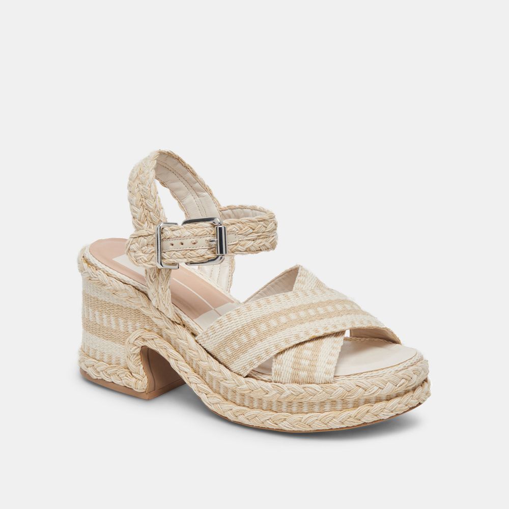 Dolce Vita Grayce Woven Women Heels Sandals Beige / White | US-061239ENA