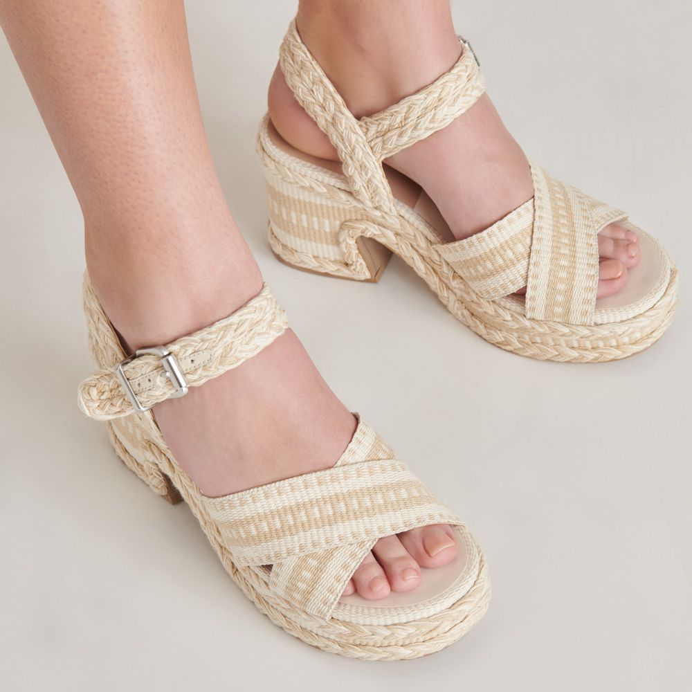 Dolce Vita Grayce Woven Women Heels Sandals Beige / White | US-061239ENA